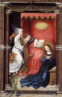 the virgin and child are depicted in this painting