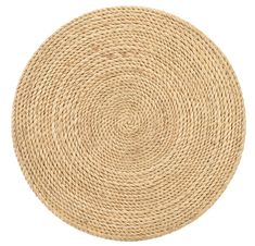 a round woven placemat on a white background