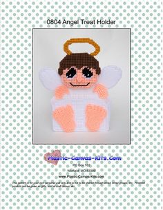 an angel doll made out of crochet and knitted with the words angel treat holder