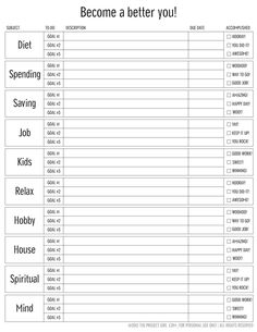 a printable workout log with the words,'become a better you'on it