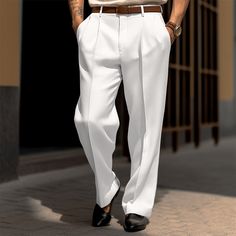 Season:Spring   Fall; Fabric:Polyester; Gender:Men's; Style:Chic  Modern,Casual,Fashion; Occasion:Wedding,Business,Beach; Fit Type:Regular Fit; Function:Comfort; Waistline:Mid Waist; Pattern:Plain; Design:Straight Leg,Front Pocket; Brand:OUKU; Pants Type:Dress Pants,Trousers,Suit Pants; Fly Type:Button; Front page:FF; Listing Date:01/03/2024; Hips:; Length:; Waist:; Fit US Size:null; Fit UK Size:null; Fit EU Size:null White Trousers Outfit, White Pants Men, Men's Dress Pants, White Dress Pants, Mens Dress Pants, Beach Fashion, Wedding Business, Fall Fabric, Suit Pants