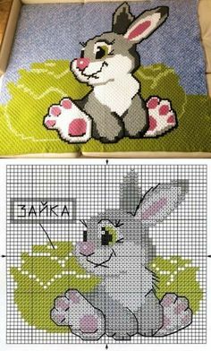 the cross stitch pattern is shown in two different colors, and it has an image of a