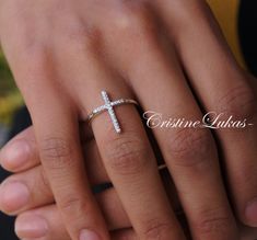 "Classic cross ring with your choice of clear Cubic Zirconia stones or genuine Diamonds. Religious jewelry. Beautiful gift for any occasion: Christmas, confirmation, birthday, graduation, baptism and etc. Perfect for everyday wear. Metal: 10K gold (Yellow, rose or white gold) 14K gold (Yellow, rose or white gold) 18K gold (Yellow, rose or white gold) Stones options: * Clear CZ stones * genuine diamonds Please let us know your desired ring size in the \"Notes to Seller\" section during checkout. Silver Diamond Cross Necklace, Mommy Clothes, Purity Ring, Hand Rings, Christian Things, Inspirational Bracelets, Jewelry Beautiful, Casting Jewelry, Pompano Beach