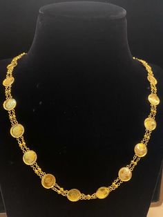 Classy Dubai Handmade Coin Chain Necklace In Solid 750 Stamped 18K Yellow Gold | eBay Elegant Gold Coin Chain Jewelry, Elegant Coin Shaped Gold Chain Jewelry, Elegant Coin-shaped Gold Chain Jewelry, Heirloom Yellow Gold Chain Jewelry, Yellow Gold Plated Chain Necklace With 17 Jewels, Yellow Gold Coin Necklace With Chain, Yellow Gold Coin Necklace With Chain Detail, Antique Gold Plated Round Necklace, Handmade Gold-tone Jewelry For Formal Occasions