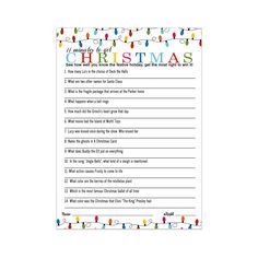 a printable christmas wish list with lights on the string and words that say it's merry