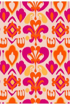 an orange and pink pattern with hearts