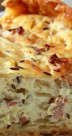 a close up of a pie on a plate