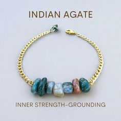 Handmade Indian Agate Bracelet gemstone bracelet LUNARITY GARAGE Gold Bold Everyday Spiritual Agate Bracelets, Holistic Agate Gemstone Bracelets, Hand Wrapped Agate Bracelet As Gift, Indian Agate, Zodiac Jewelry, Bracelet Gemstone, Agate Bracelet, Inner Strength, Agate Gemstone