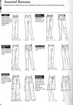 an instruction manual for how to wear jeans with different types and sizes, including the legs