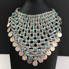 Very nice FAUX turquoise aqua blue beaded bib statement necklace with matching dangle brooch https://www.etsy.com/listing/1037374979/very-nice-faux-turquoise-aqua-blue?utm_source=crowdfire&utm_medium=api&utm_campaign=api Metal Choker Bib Necklaces For Costume Jewelry, Metal Choker Bib Necklace In Costume Jewelry Style, Turquoise Costume Jewelry Necklace For Party, Elegant Turquoise Metal Beaded Necklace, Beaded Metal Bib Necklaces In Costume Jewelry Style, Beaded Metal Bib Necklace In Costume Jewelry Style, Metal Beaded Bib Necklace, Beaded Metal Bib Necklace For Costume Jewelry, Metal Beaded Bib Necklace Costume Jewelry