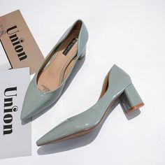 Shipping: Worldwide Express Shipping AvailableDelivery time: 7-15Days Fast ShippingReturns: Fast refund, 100% Money Back Guarantee. Korean Heels, Shoes Korean, Autumn Shoes, Pointed Heels, Leather Work, Fall Shoes, Thick Heels, Spring And Autumn, Work Shoes