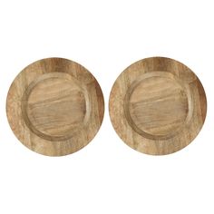 two wooden plates sitting on top of each other