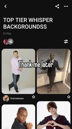 the top ten whisper backgrounds are shown in this screenshoter photo, and there is an image of two men