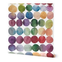 a colorful polka dot pattern on a white background canvas wall art print with multiple colors