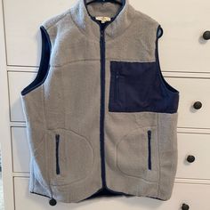 Super Soft Boutique Brand Nwt Light Grey With Navy Trim Casual Cozy Fit Gray Outerwear, Gray Casual Fleece Jacket, Casual Gray Fleece Jacket For Cold Weather, Casual Gray Fleece Jacket, Gray Sporty Outerwear Comfortable Fit, Sporty Gray Cozy Fit Outerwear, Casual Gray Fleece Jacket With Pockets, Buffalo Plaid Vest, Animal Print Vests