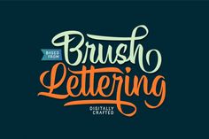 the brush lettering logo is shown in orange and green