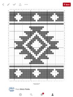 a cross stitch pattern is shown on the app store's website page, which features an image of a black and white design