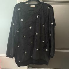 Blanket Material With Embroidered Silver Stars Black Color Size Medium, Fits Super Oversized So Comfy Cozy Sweater Nwot, Never Worn Feel Free To Leave An Offer/Any Questions!! :) Star Sweater, Altard State, Cozy Sweater, Comfy Cozy, Altar'd State, Silver Stars, Cozy Sweaters, Colorful Sweaters, Aesthetic Clothes