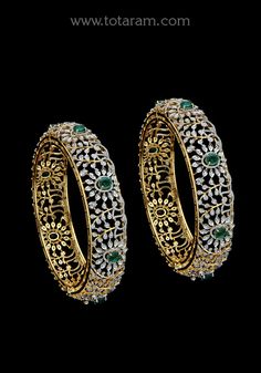 18 karat gold diamond kada for women with color stones - set of 2 (1pair)
  note : this item comes with a clip. so that you can open it and wear it directly on your wrist.
  note : minimum size : 2-5 & maximum size : 2-6.

  

introducing our exquisite 18 karat gold diamond kada for women with color stones - set of 2 (1pair). this stunning piece of jewelry is a true testament to indian craftsmanship, perfect for those who appreciate the beauty and elegance of diamond jewelry.
  
  made with the Kada For Women, Diamond Kada, Diamond Bracelet Design, Gold Necklace Indian, Gold Necklace Indian Bridal Jewelry, Jewelry Ads, Gold Bride Jewelry, Color Stones, Stone Bangle