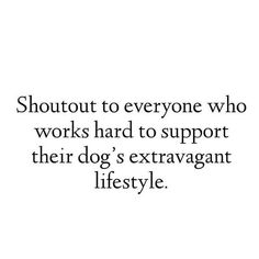 an image with the words, shortcut to everyone who works hard to support their dog's extravagant life style