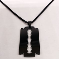 Necklace with the Triple Lock Clasp. High polished Stainless Steel that will never tarnish or fade. Get the look, feel, and durability of Platinum with this necklace.[custom tab]SHELL: 100% STAINLESS STEEL [/custom tab] Black Accessories Aesthetic, Blade Necklace, Mens Jewerly, Necklace Aesthetic, Accessories Aesthetic, Gothic Necklace, Punk Jewelry, Chain Fashion, Estilo Hip Hop