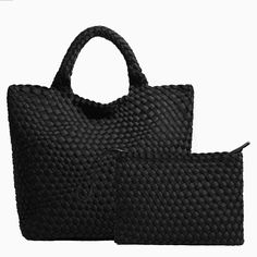 PRICES MAY VARY. Waterproof Neoprene Material:Our woven tote bag is made of soft high quality neoprene;Very soft to the touch and easy to wipe clean;Delicate contrasting woven detailing runs throughout the frame; inside is the same woven bag Special Design:This Neoprene handbag is hand-crafted by our Artisans, unique, delicate, and fashionable;The admirable appearance of the bag is achieved by interlacing two or more strands of the Neoprene in a set pattern Dimension:Main Pockets: 6.29 " W x 11. Black Bags With Intrecciato Weave For Beach, Black Intrecciato Weave Hobo Tote Bag, Black Double Handle Shoulder Bag With Intrecciato Weave, Black Open Weave Crochet Tote Bag, Elegant Black Intrecciato Weave Shoulder Bag, Neoprene Tote, Woven Tote Bag, Set Patterns, Woven Bag