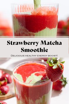 This two-layer Strawberry Matcha Smoothie is refreshing and creamy, gives you natural energy, and it's the perfect breakfast for any matcha lover! Earthy matcha goes perfectly with sweet strawberries and I'm sure you'll love it! This smoothie is easy to make and it's just as delicious as it is pretty!.