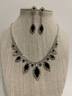 "Beautiful black necklace and earrings set shine and bright for any special occasional  Necklace size 13\" long with 5\" extender Earrings size 2\" long  Closure: lobster claw Adjustable length  Return & exchanges We gladly accept cancellations Request a cancellation within 4 hour of purchase.  We don't accept return or exchanges but please contact us if You have any questions or any problem with your orders Thank you for shopping with us ♥️ Stay safe & healthy" Evening Necklace, Necklace And Earrings Set, Necklace And Earring Set, Necklace Size, Black Necklace, Wedding Jewelry Sets, Necklace And Earrings, Rhinestone Necklace, Necklace Sizes