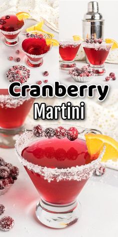 the cranberry martini is ready to be served