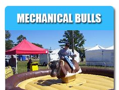 an inflatable mechanical bull ride at a fair