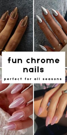 Love nails that stand out? These drop-dead gorgeous chrome nail ideas are your ticket to a high-shine, eye-catching manicure that’ll make you feel like a gem. Whether you’re going for a bold metallic or a soft, iridescent glow, these cool chrome nails are perfect for adding a little sparkle to your life! | chrome nails, nail inspo, chrome manicure, chrome nail colors, fun chrome nails, simple chrome nails, chrome nails designs, holographic nails, elegant nails, funky nails, chrome nail designs, metallic nails, ombre chrome nails, mirror nails, mirror nails design, trendy nails, mirror effect nails, nail art designs, glaze nails, glass nails, glazed donut nails, classy nails, cool chrome nails, fun chrome nails, simple nail designs, nails inspiration, chrome nail, gel nails, simple nails. Chrome Nail Colors, Ombre Chrome Nails