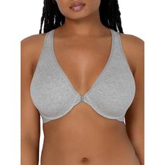 Make getting ready easier with the Smart & Sexy Comfort Cotton Front & Back Close Racerback Bra. This front closure bra has a duo-close design that allows you to customize the fit from the back and makes it easy for on and off with front closure. This racerback bra is made of soft, stretchy cotton and features lightly lined demi cups for extra comfort while highlighting your neckline. This sporty bra has pinch-free straps to ensure all-day support, while the ribbed elastic bottom band supports y Wide Strap Bra, Front Closure Bra, Demi Cup, Cotton Bras, Lounge Lingerie, Racerback Bra, Everyday Bra, Womens Bras, T Shirt Bra