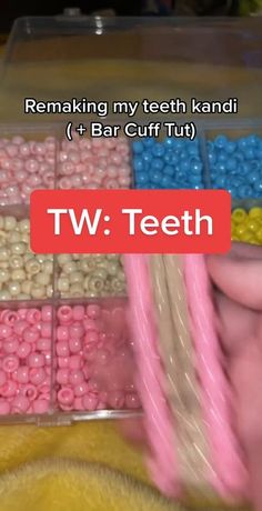 someone is making their own toothbrushes out of candy and gummy beads with the words tw teeth on it