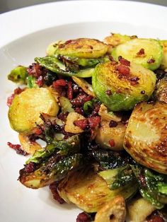 brussel sprouts and brussels sprouts on a white plate