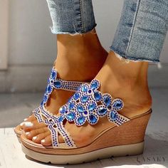 Lasaky - Elegant High-Heeled Sandals with Thick Heels and Round Toes Spring Platform Toe Post Heels, Casual Toe Post Heels For Party, Spring Toe Post Platform Heels, Rhinestone Shoes, Wedges Style, High Heel Wedges, Chunky Heels Sandals, Slingback Sandals, Buckle Shoes