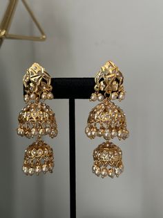 Traditional Punjabi double jhumki earrings . very lightweight earrings .  approximately-3 inches  Style tip- ----------- Pair it with any beautiful traditional outfits  and flaunt with Unique style of collection from us. Perfect match for Festival and Traditional wear.  Take Care Tips-  ---------------- Kee away from perfume, Hair spray and. Moisture.  Store in dry place , Ziplock bag or Airtight box.    Clean with dry cloth.  Jewellery is the last thing you should wear and first thing you shoul Luxury Hand Set Chandbali Tikka, Luxury Hand-set Chandbali Tikka, Party Temple Jewelry Jhumkas With Gota Work, Jadau Set, Cloth Jewellery, Punjabi Traditional Jewellery, Jhumki Earrings, Ziplock Bag, Ziplock Bags