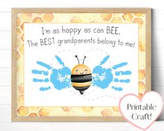 a printable card with a bee saying i'm as lucky as can bee the best grandparents belong to me