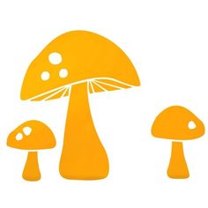 an orange mushroom with three smaller mushrooms in the middle and one larger mushroom on the bottom