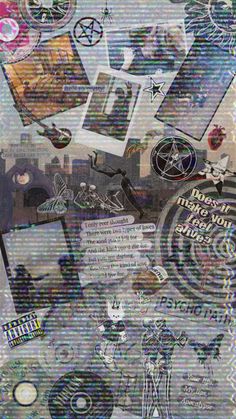 a collage of various images and text on a piece of paper with an image of people