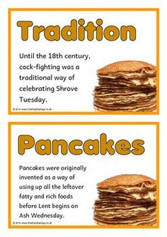 two posters with pancakes on them and the words, traditional and pancake's