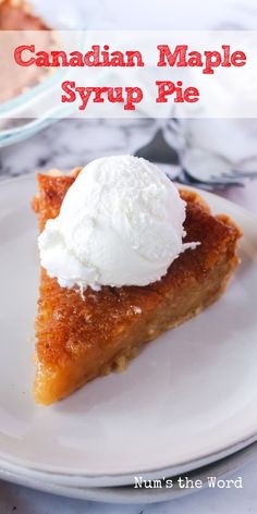 a piece of canadian maple syrup pie on a plate