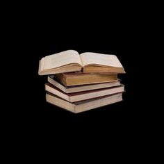 a stack of books sitting on top of each other in front of a black background