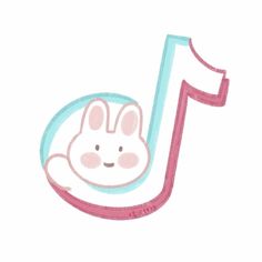 the number 1 with a bunny face on it's head is pink and blue