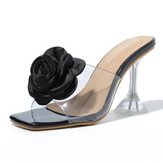 PRICES MAY VARY. Upper Material: Transparent PVC and Satin flower. Transparent Heels measures approx 3.54"/9cm. These sexy Flowers high-heeled mules feature a mule-style open-back design for easy on and off, a breathable open toe to keep your feet dry, a cushioned insole and a sturdy stiletto with base for support Your every step. Add a youthful glow to every step of work, dates and weddings with these heels, or pair them with your favorite skirts, t-shirts, jeans, shorts, any casual or formal o Flower Transparent, Transparent Heels, Mules Sandals, Slip On Dress, High Heel Mules, Heeled Mules Sandals, Wedding Sandals, Satin Flowers, Mule Sandals