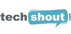 the tech shut logo is shown in grey and blue, with a speech bubble above it