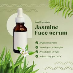 a bottle of jasmine face scrub sitting on top of a green plant