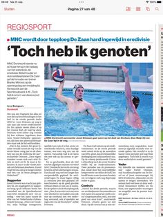 the front page of a news paper with an image of two men playing water polo