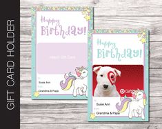 Printable Birthday Gift Card Holder - Kaci Bella Designs Unicorn Happy Birthday, Birthday Gift Card Holder, Birthday Gift Card, Happy Birthday Printable, Papa Gifts, Birthday Gift Cards, Gifts Wrapping Diy, Magical Gift, Personalized Party