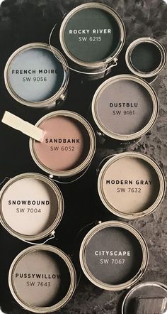 many different shades of paint are in the same color as each other, and one is labeled