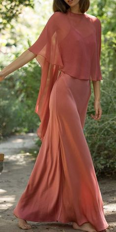 Slip Dress With Shawl Outfit, Slip Dress Shawl, Silk And Chiffon Dress, Silk Dress With Shawl, Silk Cape Dress, Chiffon Slip Dress, Chiffon Cape Dress, Slip Dress With Shawl